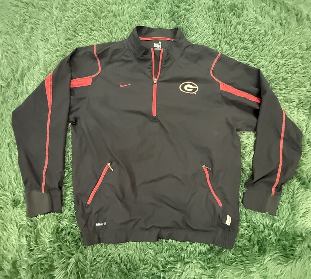 Nike Georgia Bulldogs NCAA Men's M Black Red Quarter Zip Pullover Windbreaker